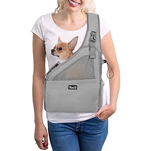 Nasjac Pet Dog Sling Carrier, Hands Free Papoose Small Animal Puppy Travel Bag Tote Cinturino imbottito regolabile Rete traspirante Fondo rigido Apertura Tasca frontale Cintura di sicurezza Lavabile
