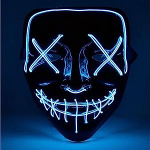 TK Gruppe Timo Klingler Maschera horror a LED blu - come da Purge con effetti di luce 3X, controllabili, per Halloween, Mardi Gras e Carnevale come costume per uomini e donne