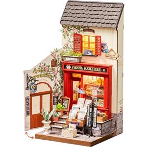 Rolife Miniature Casa Libreria Vienna, 290 pezzi Kit Casa in Miniatura DIY, Modellismo da Costruire Adulti Casa delle Bambole in Legno Puzzle 3D Nessun collante necessario