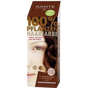 SANTE Naturkosmetik Colore per capelli vegetale Polvere Maron-Braun, Tonalità Sellata, Colori Lucidi, Copertura Grigio, Vegano, 100 g