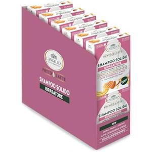 L'Angelica, Shampoo Solido Phytolatte Riparatore, Shampoo Naturale con Latte di Mandorla ed Estratto di Miele, Shampoo Anticaduta Donna e Uomo per Rendere i Capelli Forti, 12 Confezioni da 60g