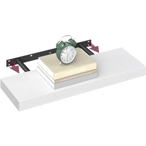 VASAGLE Mensola da Muro, Staffa a Scomparsa, 60 x 20 x 3,8 cm | Libreria Sospesa, Staffa a Scomparsa, 10 kg, Soggiorno Studio Cucina, Collezione Custos, LWS026WE01