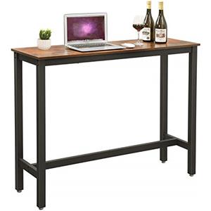 VASAGLE LBT12X-Scrivania, 120 x 40 x 100 cm, tavolino da Bar Sottile, Struttura in Metallo, Design Industriale, Colore: Marrone Vintage/Nero, truciolato di Legno, Acciaio