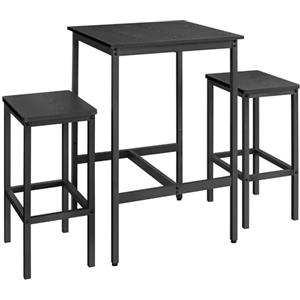 VASAGLE Tavolo da Bar con Sgabelli, Tavolo Cucina 60 x 60 x 90 cm, Sgabello di 30 x 40 x 65 cm, Sala da Pranzo, Nero Ebano e Nero Inchiostro LBT017B56