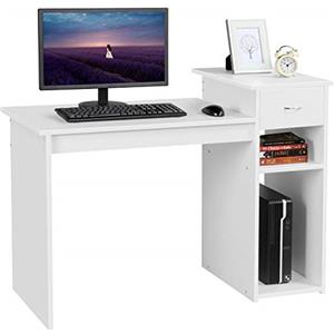 Yaheetech Scrivania Moderna per PC con Cassetto e Mensola Ufficio Studio | Tavolo Da Lavoro con Cassetto e Mensola Ripiano, Dimensione 122 X 50 X 87 Cm, Struttura Stabile Adatto per Ufficio e Studio