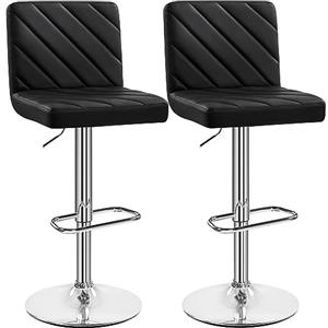 Yaheetech Set 2 Sgabelli Bar Alti Cucina Moderni in Similpelle Nero
