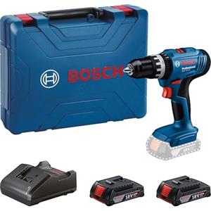 Bosch Professional 18V System Trapano-avvitatore con percussione a batteria GSB 18V-25 (Ø vite max. 10 mm, incl. 2 batterie GBA 18V 2.0Ah, 1 GAL 18V-20, valigetta)
