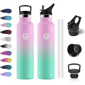 KollyKolla Borraccia Acciaio Inox 1 Litro, Bottiglia Termica Senza BPA, a Prova di Perdite, Borraccia con Cannuccia, Isolamento Doppia Parete, Facile Pulizia, Termos per Ciclismo, Palestra, Campeggio, Gym