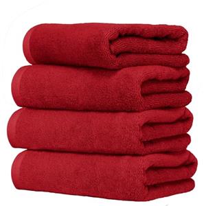 Ruggeri Set 4 Pezzi Asciugamani Bagno Ospiti 40x50 cm in Cotone, Rosso
