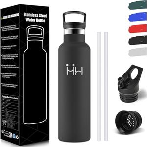 HoneyHolly Borraccia Termica 750ML, Senza BPA, Borraccia Termica Con Cannuccia, Acciaio Inossidabile 18/8, Bottiglia Termica A Prova Di Perdite, Borraccia Acciaio Inox Per Scuola, Palestra, Sport, Bici
