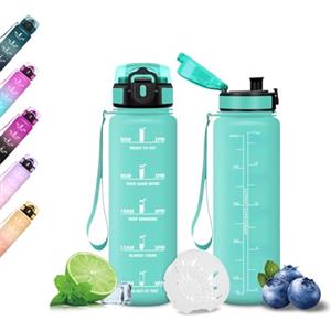 Mujigaga Borraccia 500 ml, Borraccia Bambina con Indicatore, Facile da Trasportare, Borracce Motivazionale, Facile Pulizia, a Prova di Perdite, Bottiglia Acqua per Sport, Fitness, Yoga, Scuola