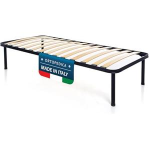 DOLCI SOGNI - Rete Letto Singola 80x200 Ortopedica a Doghe di Legno, con Piedi Stabili e Tappi Anti-Scivolo, Struttura in Ferro, 100% Made in Italy