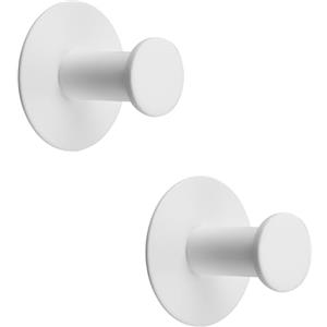SAYAYO Ganci Adesivi Ganci Portasciugamani in Acciaio Inox Gancio Accappatoio Bagno Bianco, Gancio Appendiabiti Autoadesivo Appendi Strofinacci Cucina, 2 Pezzi