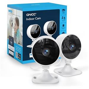 GNCC GC3 Kit 2 Telecamere WiFi Interno, Videocamera Sorveglianza 1080P, Obiettivo Fisso, Installazione Facile, Rilevamento Movimento, 2.4G, Archiviazione su SD Locale, Servizi Cloud Opzionali, Plug-in