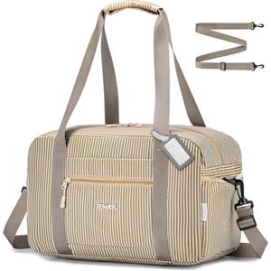 SPAHER Bagaglio a Mano 40x20x25 Ryanair Borsone da Viaggio Impermeabile 20L Borsa da Cabina per Aereo Palestra Weekend Ospedale Donna Uomo Cabin Bag con Tracolla Rimovibile, Khaki Striscia
