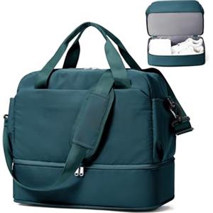 SEAFEW Borsone da Viaggio,Bagaglio a Mano 40x20x25 Ryanair Borsa da Viaggio con Scomparto per le Scarpe,Borsa da Cabina Ryanair Borsa Sportiva Borsone da Palestra Borsa da Weekend,C04-Blu pavone