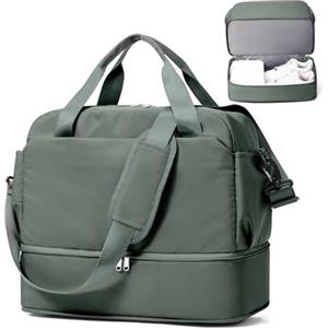 SEAFEW Borsone da Viaggio,Bagaglio a Mano 40x20x25 Ryanair Borsa da Viaggio con Scomparto per le Scarpe,Borsa da Cabina Ryanair Borsa Sportiva Borsone da Palestra Borsa da Weekend,C03-Verde