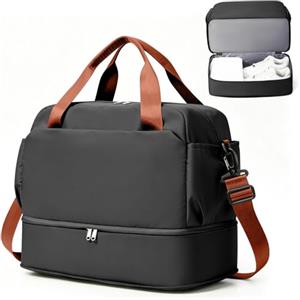 SEAFEW Borsone da Viaggio,Bagaglio a Mano 40x20x25 Ryanair Borsa da Viaggio con Scomparto per le Scarpe,Borsa da Cabina Ryanair Borsa Sportiva Borsone da Palestra Borsa da Weekend,C05-Marrone-nero