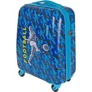 PERLETTI Trolley Bambino Rigido Stampa Football - Valigia Bimbo Calciatore in ABS con Lucchetto a Combinazione - Bagaglio mano Bambini Manico Telescopico 4 Ruote - 51x35x20cm - 35L (Football, XS)