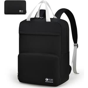SPAHER Pieghevole Zaino Bagaglio a Mano 40x30x15cm British Airway Air France Zaino da Viaggio Aereo Scuola Piccolo Donna Uomo 20L Zainetto Porta PC 14 Pollici Impermeabile Travel Backpack, Nero