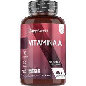 WeightWorld Vitamina A, 365 Compresse Vegane (per 1+ Anno), Vit A come Retinil Acetato, La Vitamina A Contribuisce al Mantenimento di una Vista Normale (EFSA), Senza Magnesio Stearato, Prodotto nel Regno Unito