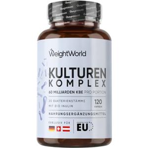 WeightWorld Fermenti Lattici Probiotici e Prebiotici, 20 Ceppi, 120 Capsule, 2 Mesi
