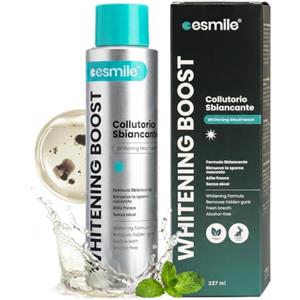 Esmile Whitening Boost - Colluttorio Sbiancante con Xylitolo 8% | Stain Mouthwash Senza Alcool, Alito Fresco Mentolo Eucalipto 237ml