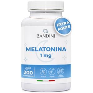 Bandini® Melatonina Forte Pura da 200 Compresse (Scorta + 6 mesi), Integratore per Dormire 1mg per Compressa, Facile da deglutire, Migliora la Qualità del Sonno Regolando il Ciclo Sonno-Veglia