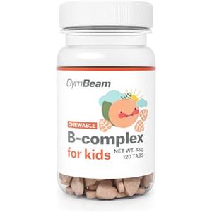 GymBeam B-Complex in Compresse Masticabili per Bambini - Vitamine Gruppo B e Vitamina C con Mirtillo Rosso - Supporto Immunitario, Energia e Vista - Gusto Albicocca - Dai 3 Anni - 120 capsule