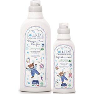 Bollicine Helan Bollicine - Detersivo Lavatrice Liquido 1L + Ammorbidente Concentrato 500 ml per Capi Delicati Bambini e Neonati con Aloe Vera, Bucato Morbido e Anallergico EcoBio, 33 Lavaggi a Mano/Lavatrice