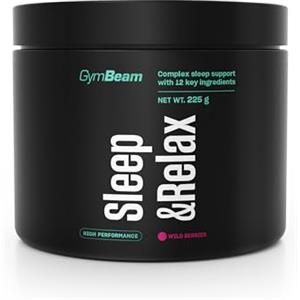 GymBeam Sleep & Relax - Integratore Con Valeriana, GABA, Ashwaganda - Fonte Di Magnesio, Vitamina B6, L-Teanina, L-Triptofano, Melissa, Lavanda, Glicina, Inositolo (225 g, Frutti di Bosco)