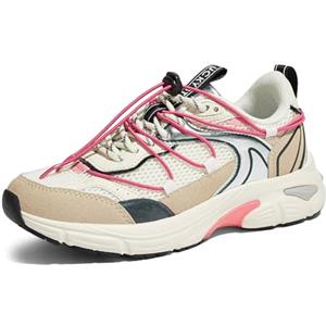 LUCKY STEP Scarpe Sportive Donna a Piattaforma, in Mesh con Lacci Regolabili, per Running, Palestra, Lavoro e Stile di Vita Casual e alla Moda (Beige/Rosa, 10US-40EU-7UK)