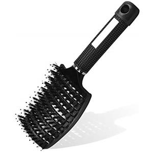 URAQT Spazzola per Capelli Curva con setole di Cinghiale, Adatta Styling a Capelli Lunghi, Fini, Ricci o Lisci, Crespi, Mossi