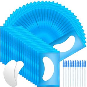 URAQT Patch Occhi Extension, 50 Paia Occhi da Ciglia Finte Eye Gel Patches Eye Pads con 10 Scovolino Ciglia, Patch Occhi Trucco Patch Ciglia per Extension Ciglia e Pro Salon Eye Mask Beauty Tool(Blu)