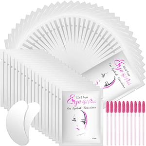 URAQT Patch Occhi Extension, 50 Paia Occhi da Ciglia Finte Eye Gel Patches Eye Pads con 10 Scovolino Ciglia, Patch Occhi Trucco Patch Ciglia per Extension Ciglia, Pro Salon Eye Mask Beauty Tool