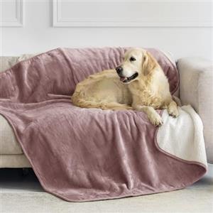 Dreamzie - Coperta Impermeabile per Cani 127x152 cm - Copridivano Reversibile Lavabile in Pile Sherpa -Telo Impermeabile per Letto o Divano - Copriletto - Rosa Chiaro
