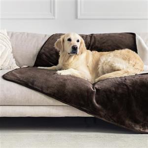 Dreamzie - Coperta Impermeabile per Cani 127x152 cm - Copridivano Reversibile Lavabile in Pile Sherpa -Telo Impermeabile per Letto o Divano - Copriletto - Marrone