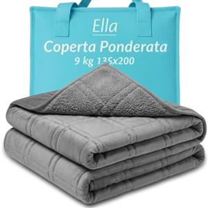 Ella Coperta ponderata per adulti 135x200 9kg - Coperta pesante rilassante per il sonno e antistress - Pile Sherpa Weighted Blanket