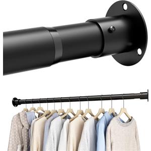 Aiitomg Asta Appendiabiti Estensibile, Barra Appendiabiti con Kit di Montaggio Incluso, Asta per Armadio Appendiabiti per Armadio e Guardaroba, Nero, 29-40 cm (Diametro 25 mm)