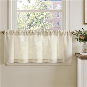 TOPICK Tendine per finestre in lino 125L x 40A cm colore Beige 1 pezzi