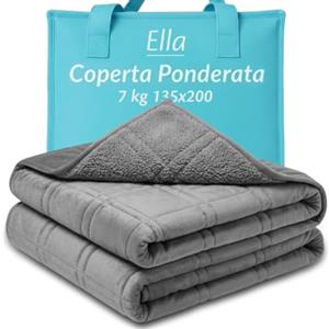 Ella Coperta ponderata per adulti 135x200 7kg - Coperta pesante rilassante per il sonno e antistress - Pile Sherpa Weighted Blanket