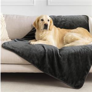 Dreamzie - Coperta Impermeabile per Cani 100x120 cm - Copridivano Reversibile Lavabile in Pile Sherpa -Telo Impermeabile per Letto o Divano - Copriletto - Grigio scuro