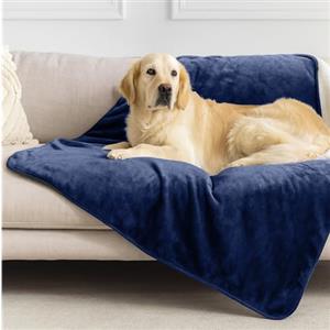 Dreamzie - Coperta Impermeabile per Cani 100x120 cm - Copridivano Reversibile Lavabile in Pile Sherpa -Telo Impermeabile per Letto o Divano - Copriletto - Blu navy