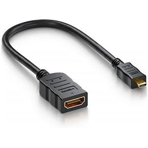 deleyCON 10cm Micro HDMI Adattatore Portsaver Micro-HDMI Connettore a Presa HDMI - Trasmissione Audio Video 4K UHD 2160p FULL HD 1080p