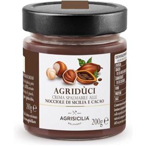 Agrisicilia Agridùci crema spalmabile alle nocciole di Sicilia 15% e cacao, 200g, crema per colazione e dolci