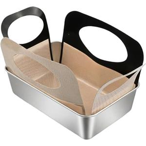 Nivofu Teglia Forno Rettangolare in Acciaio Inox 304 con Tappetino in Silicone, Stampo Pane in Cassetta 21x12,7x5 cm, Piccola Tortiera per Plumcake, Lasagne e Brownies, Lavabile in Lavastoviglie