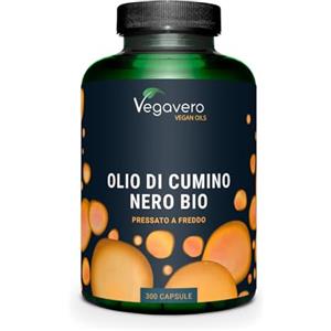Vegavero Olio di Cumino Nero BIO | 1000 mg | con Vitamina E | 55% di Acido Linoleico, 22% oleico e 0,2% di timochinone | Nigella Sativa Spremuta a Freddo | 300 capsule | Vegan | Vegavero®