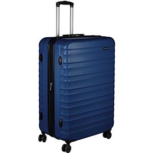 Amazon Basics Valigia Rigida Grande - Bagaglio Espandibile ABS con 4 Ruote Doppie Girevoli - Resistente ai Graffi e Leggera - 78 x 52,6 x 32cm - Blu Navy
