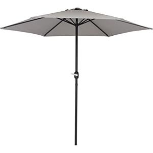Baroni Home Ombrellone da Giardino Terrazzo e Balcone, Ombrellone Parasole con Palo Centrale Regolabile con Manovella, Parasole da Esterno, Grigio Ø 2,70 m x 2,36 m