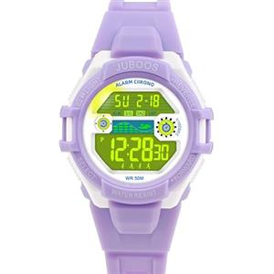Juboos Orologio Bambina,con Cinturino Stampato e 7 Luci Colorate,Orologio Digitale Impermeabile per Bambini con Orecchie da Gatto per Ragazzo e Ragazza da 4 a 12 Anni